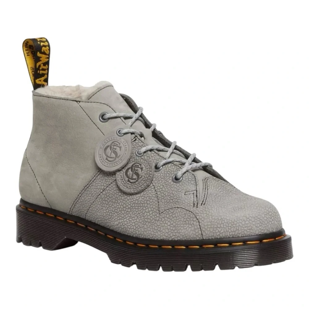 Dr. Martens Church Nubuck and Pebble Monkey Boots. Grey Lace-Up Boots. NWOB